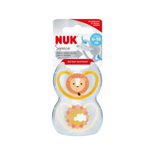 Nuk Space Leon/Sol T2 -tutti, 6–18 kuukautta, silikoni, 2 kpl