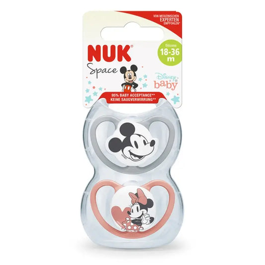 Nuk Space Mickey Mouse -tutti, punainen, koko T3 (18–36 kuukautta), silikonia, 2 kpl