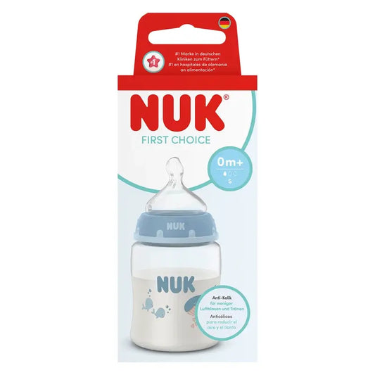 NUK First Choice+ -tutipullo 150 ml, S-kokoinen tutti 0 kuukautta+, valas