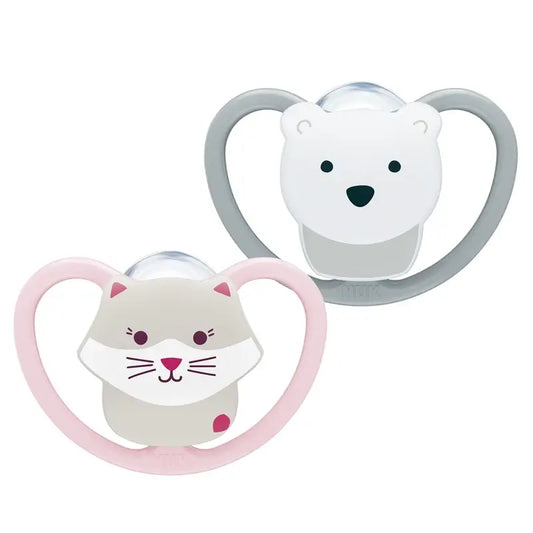 NUK Perfect Match Air -tutti, silikoni, koko T3, 18–36 kk, kissa/polar-karhu, 2 kpl