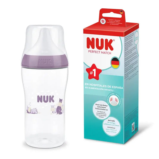 NUK Perfect Match -tutipullo 260 ml, M-kokoinen tutti, 3 kk+, virtahepo