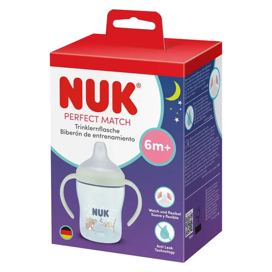 NUK Perfect Match -harjoituspullo 150 ml 6 kk+ yö, sininen koala
