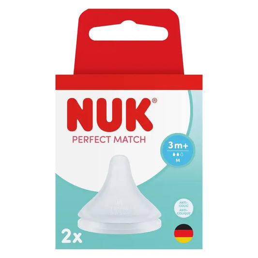 NUK Perfect Match -tutti, silikona, virtaus M, 3 kuukautta+, 2 kpl