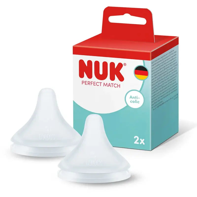NUK Perfect Match -tutti, silikona, virtaus S, 0 kuukautta+, 2 kpl
