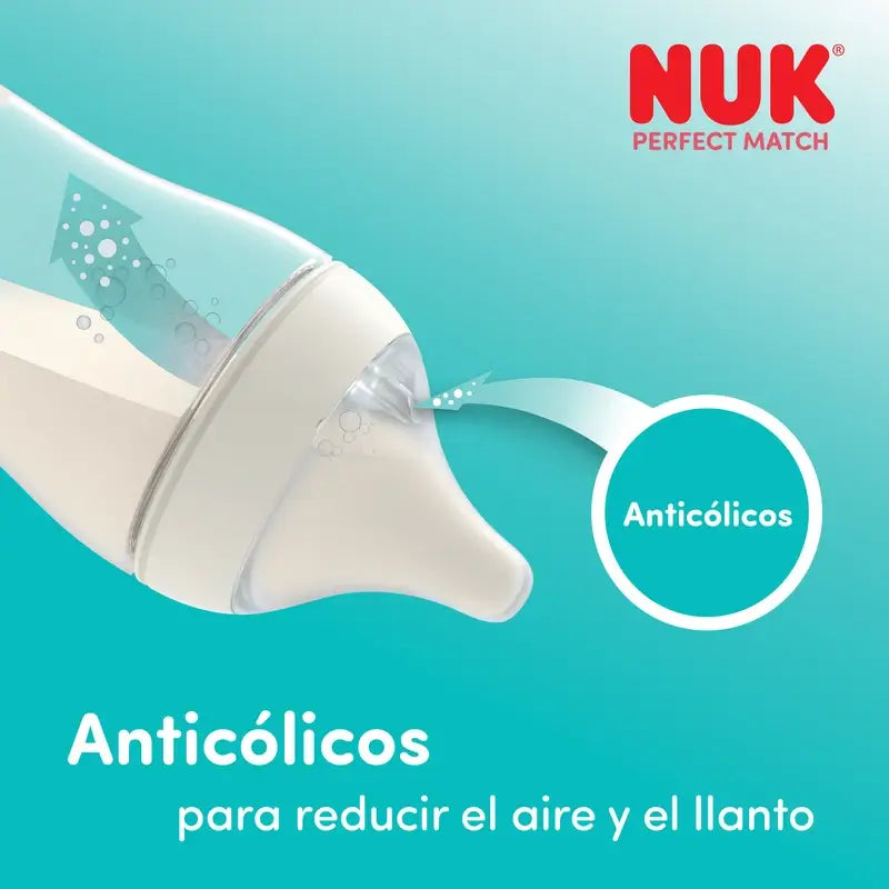 NUK Perfect Match -tutti, silikona, virtaus S, 0 kuukautta+, 2 kpl