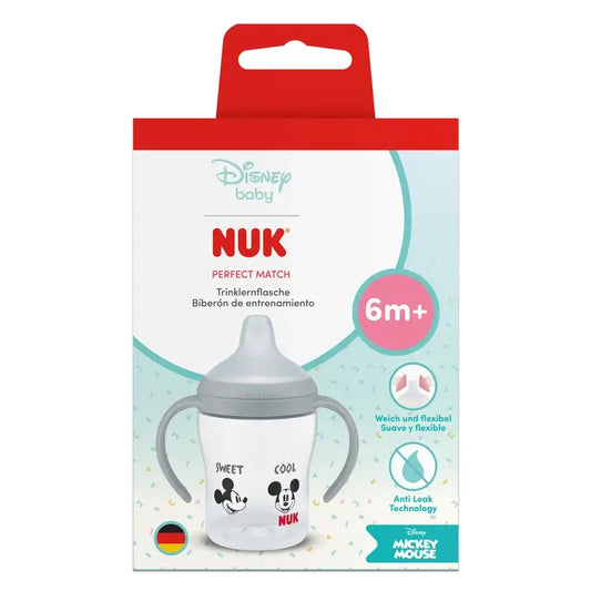 NUK Perfect Match -harjoituspullo 150 ml 6 kk+ Mikki Hiiri, harmaa