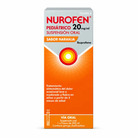 Nurofen Pediátrico 20 mg/ml oraalinen suspensio, appelsiininmakuinen, 200 ml