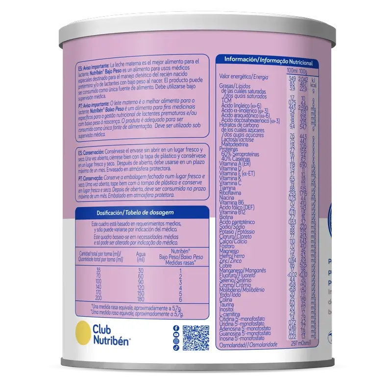 Nutribén alipainoisille tarkoitettu maito, 400 g