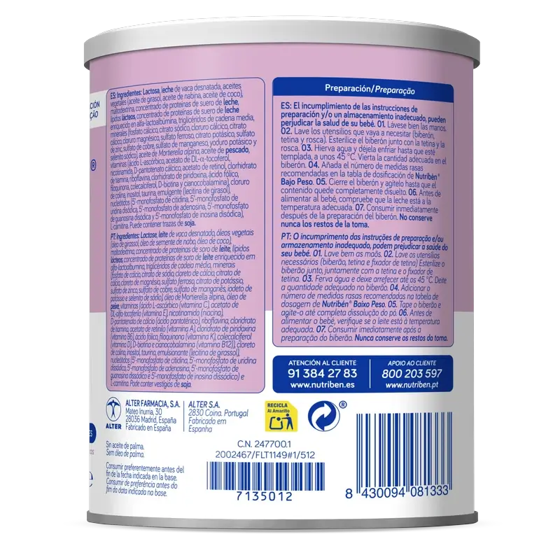 Nutribén alipainoisille tarkoitettu maito, 400 g