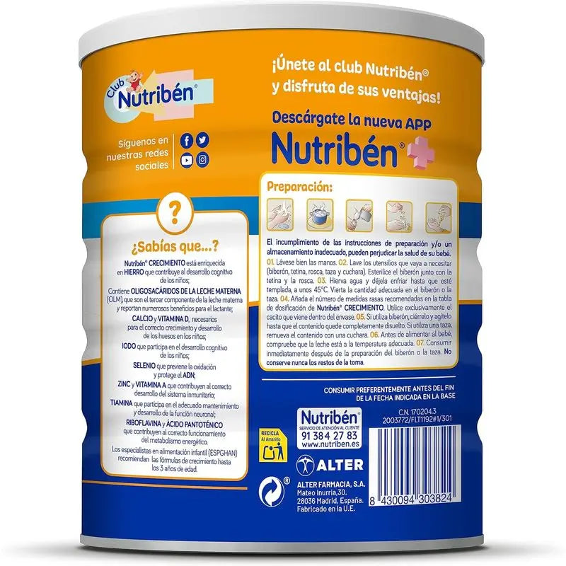 Nutribén Crecimiento Pro+ 3 -maito, 800 g