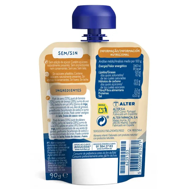 Nutriben Fruta&Go Päärynä, banaani, appelsiini, keksi 90 g