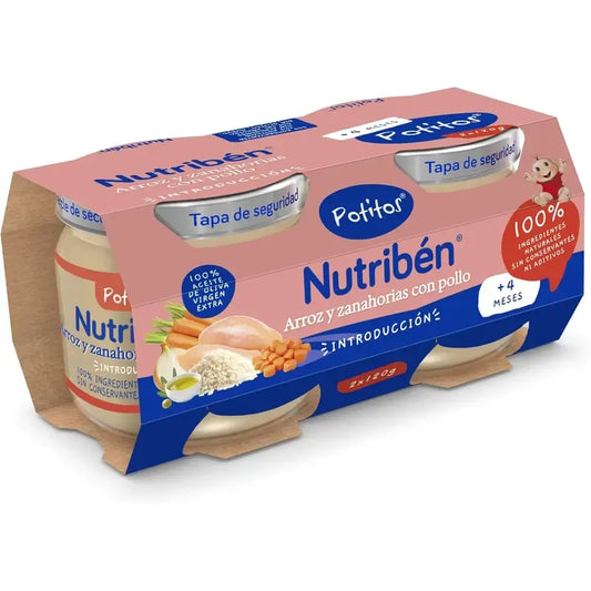 Nutribén-vauvanruokapurkki – riisi, porkkana ja kana, 2 x 120 g