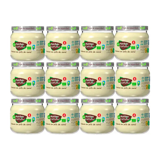 Nutriben Potito Eco -sarja: Lähtöpakkaus – Liha ja vihannekset – Kana, 12 x 120 g