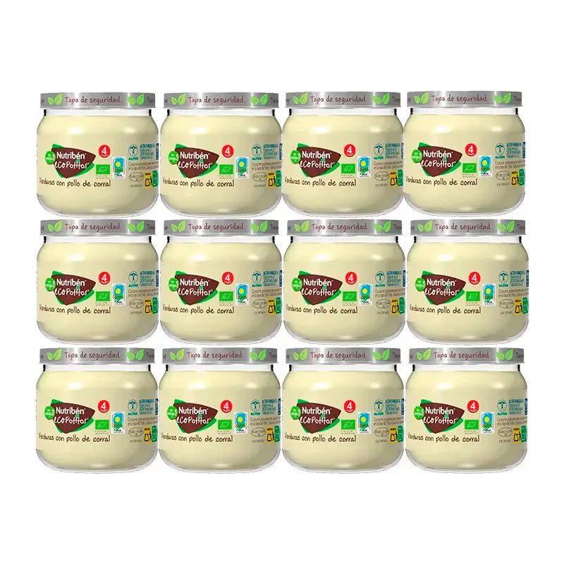 Nutriben Potito Eco -sarja: Lähtöpakkaus – Liha ja vihannekset – Kana, 12 x 120 g