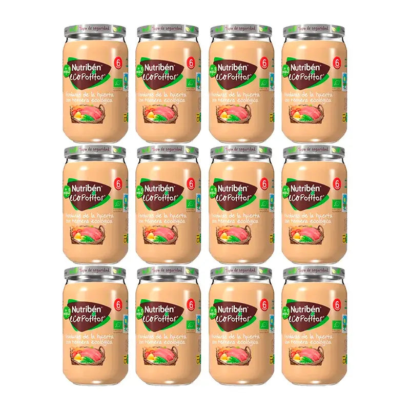 Nutriben Potito Eco -vihannes- ja naudanlihapurkkisarja, 12 x 235 g
