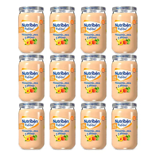 Nutriben-sose: persikka, päärynä ja banaani, 12 x 235 g