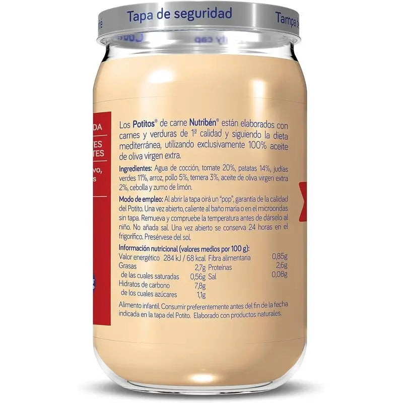 Nutribén Potito -kanan- ja naudanlihakeitto vihreillä papuilla, 235 g
