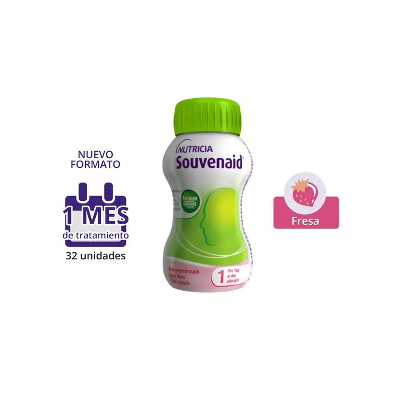 Nutricia Souvenaid -pirtelöt, mansikanmakuiset, 4 kpl × 125 ml