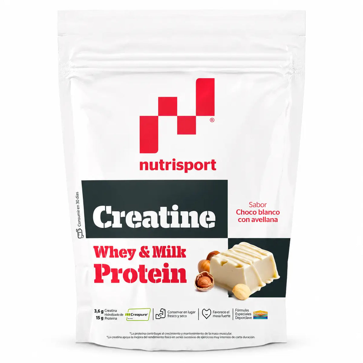 Creapure-kreatiini ja valkosuklaaproteiini hasselpähkinällä, 500 g