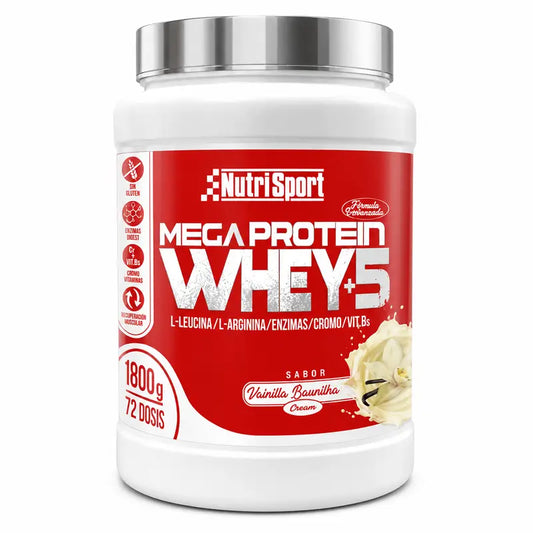 Nutrisport Mega Protein 5 Whey, vanilja, 1,8 kg.