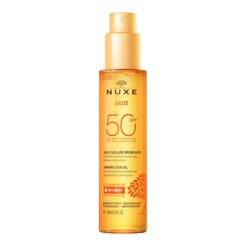 Nuxe Sun -rusketusöljy kasvoille ja vartalolle SPF 50