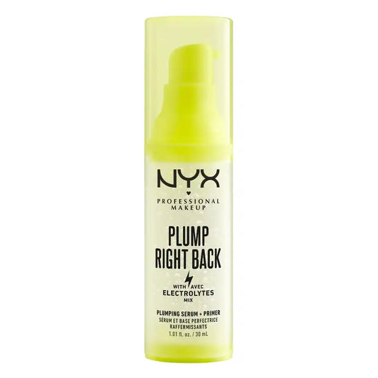 Nyx Plump Right Back -pohjustusvoide ja seerumi. Hyaluronihappo. Useita vitamiineja, 30 ml