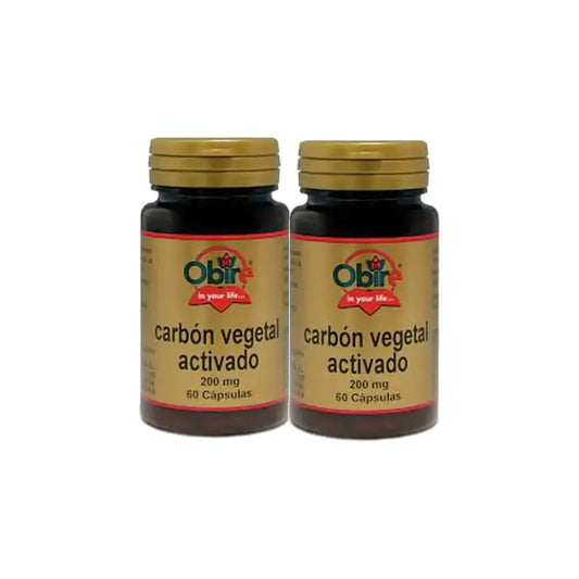 Obire-aktiivihiili 200 mg, pakkaus 2 x 60 kapselia