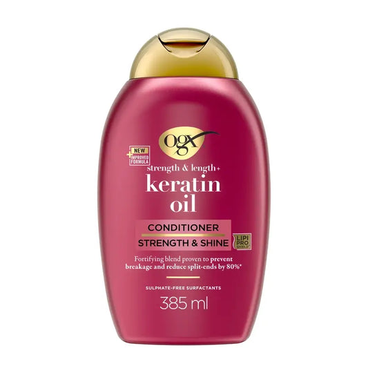 OGX Keratiiniöljy-hoitoaine, hauraalle hiukselle, 385 ml