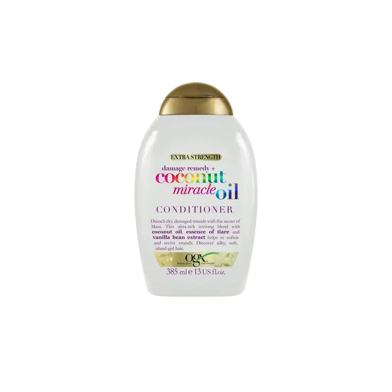 OGX Coconut Miracle Oil Extra Strength -hoitoaine, korjaa ja elvyttää vaurioituneita hiuksia, 385 ml