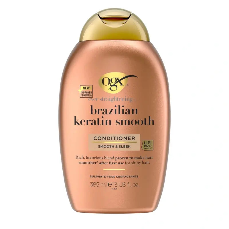 OGX Brasilialainen keratiinihoitoaine, aaltoilevalle tai kiharaiselle hiukselle, tasoittaa, vahvistaa ja kosteuttaa, 385 ml