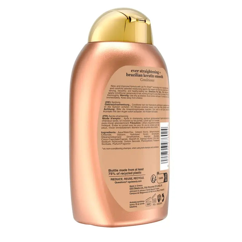 OGX Brasilialainen keratiinihoitoaine, aaltoilevalle tai kiharaiselle hiukselle, tasoittaa, vahvistaa ja kosteuttaa, 385 ml