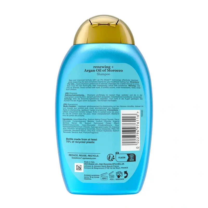 OGX Marokon arganöljyshampoo, kuivalle ja vaurioituneelle hiukselle, 385 ml