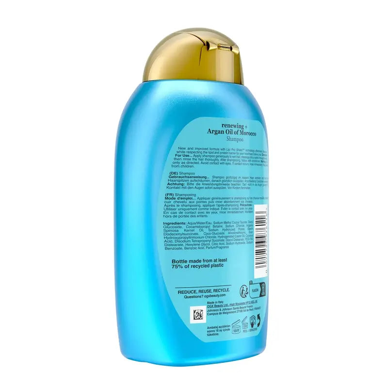 OGX Marokon arganöljyshampoo, kuivalle ja vaurioituneelle hiukselle, 385 ml