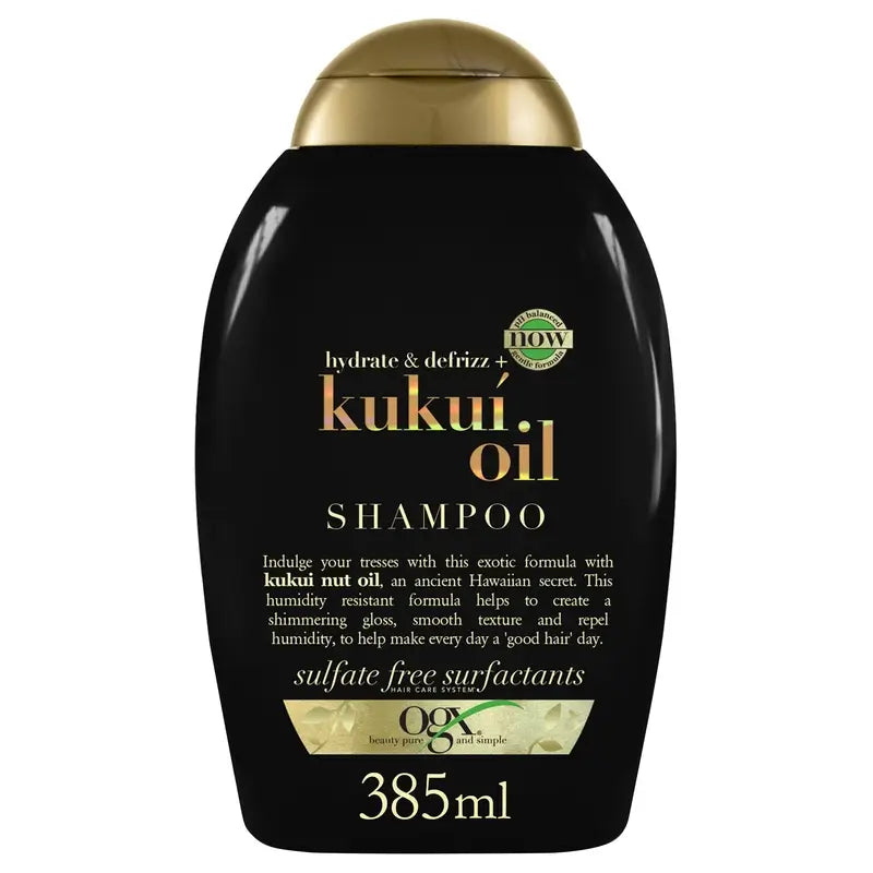 OGX Kukuí-öljypohjainen shampoo, joka ehkäisee hiuksien pörröisyyttä, 385 ml