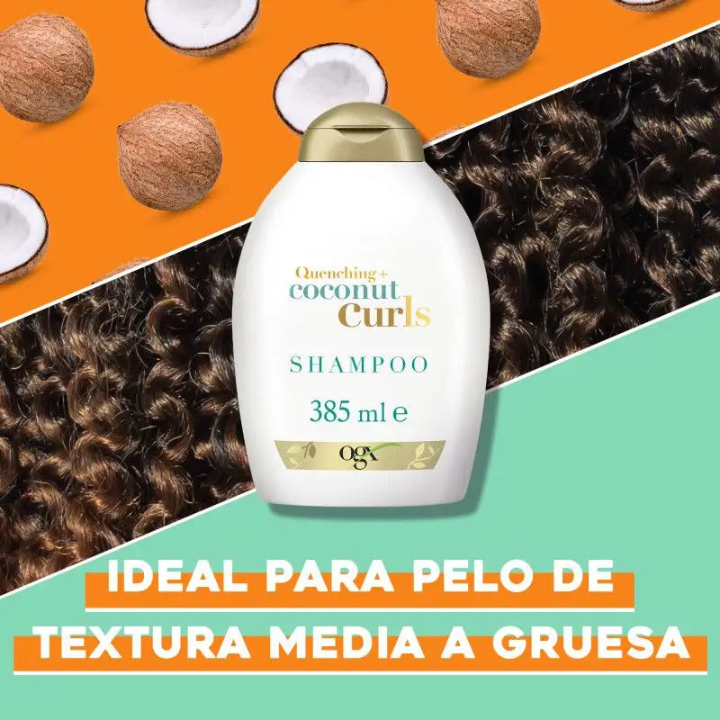 Ogx Kookos-shampoo kiharaisille hiuksille, 385 ml