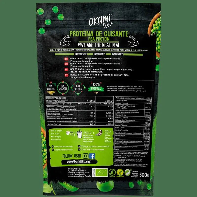 Okami Luomupapuproteiini, eristetty 500 g. Luomu, vegaaninen 
