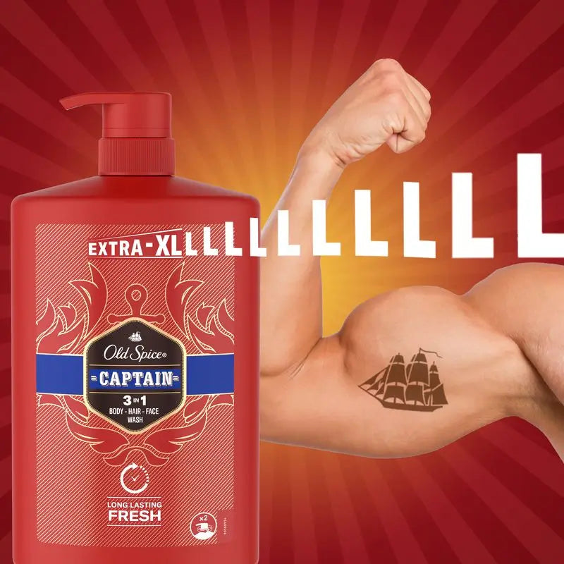 Old Spice Captain -suihkugeeli ja shampo 1000 ml