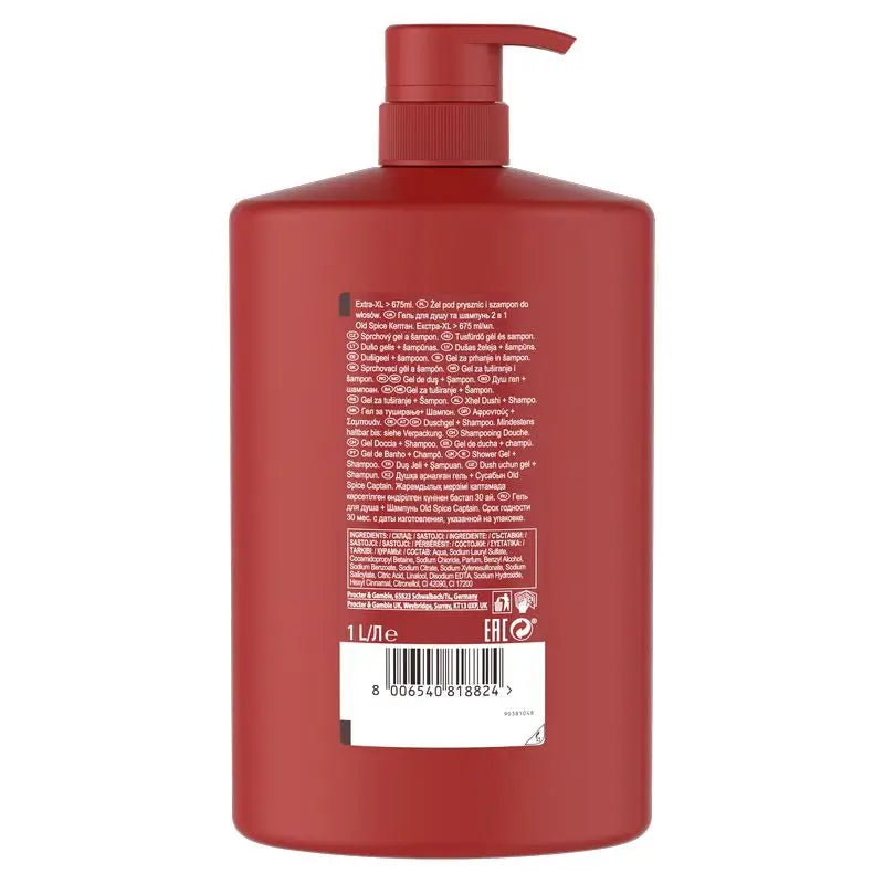Old Spice Captain -suihkugeeli ja shampo 1000 ml