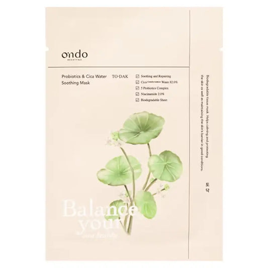 Ondo Beauty 36.5 Probiotics & Cica Water To-Dak-rauhoittava kasvonaamio, 25 g