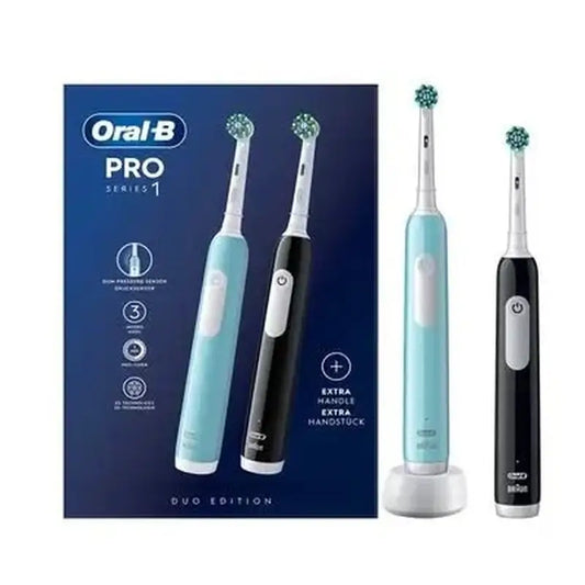 Oral-B Braun -sähköhammasharja, Duplo Pro 1 -paketti, musta + sininen