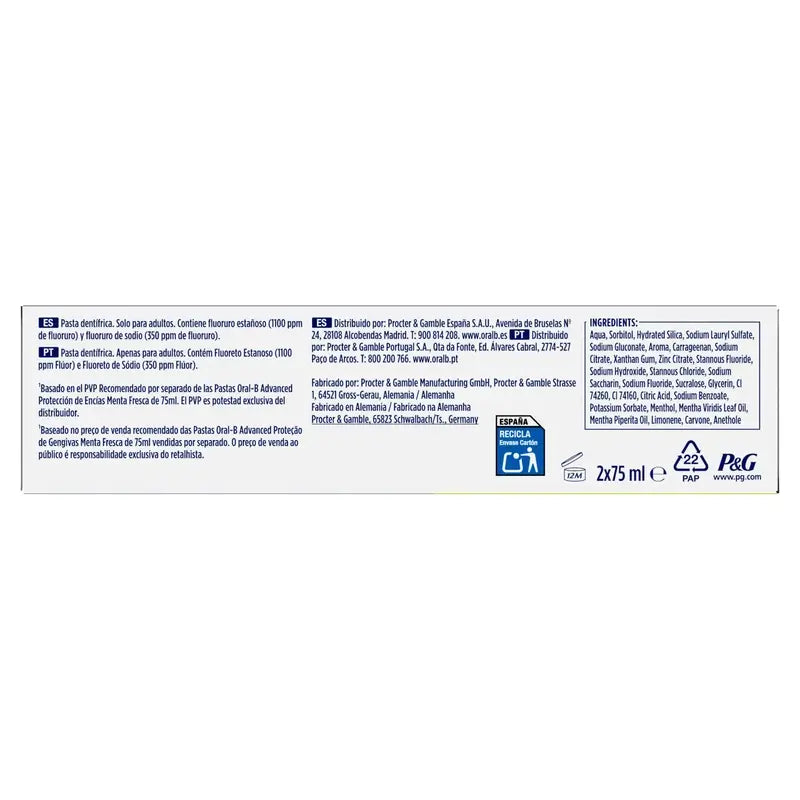 Oral-B Advanced Ikenien suojaus, kaksoispakkaus, 2 x 75 ml
