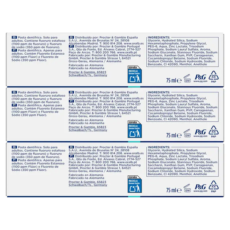 Oral-B Advanced Kolminkertainen hammaskiven ehkäisy, 3 x 75 ml