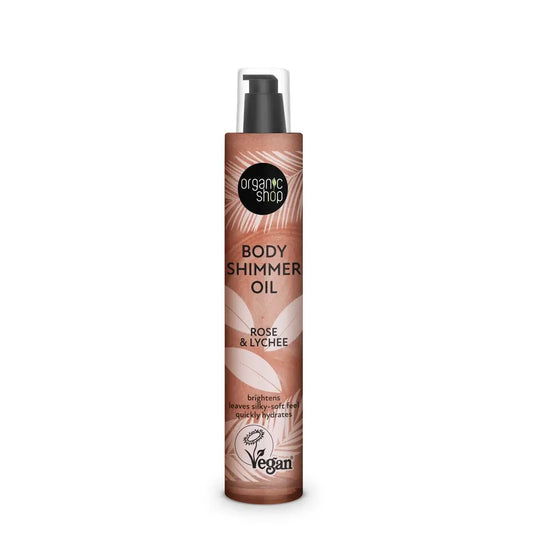 Organic Shop Body Shimmer -öljy, ruusu ja litsi, 100 ml
 
