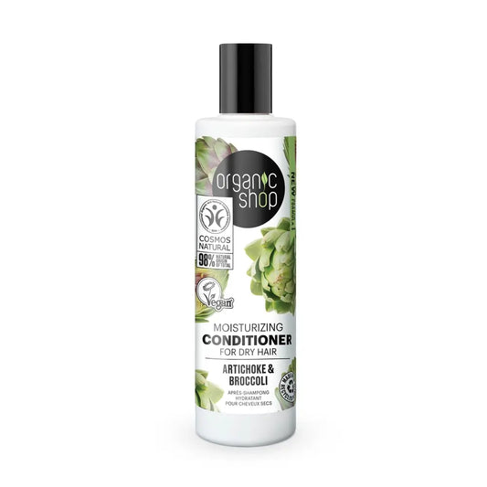 Organic Shopin kosteuttava hoitoaine kuivalle hiukselle, artisokkaa ja parsakaalia, 280 ml 