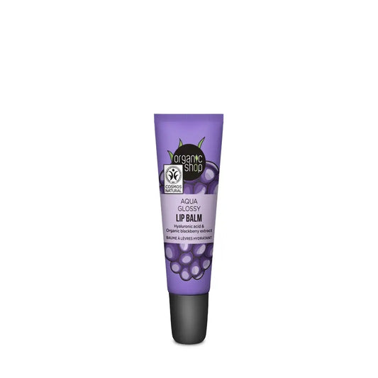 Organic Shop Aqua-kiiltävä huulivoide, jossa on hyaluronihappoa ja mustikkauutetta, 10 ml 