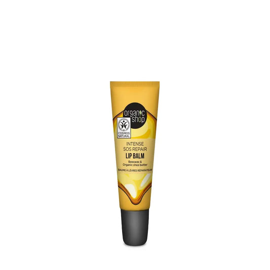 Organic Shop SOS-korjaava huulivoide, jossa on mehiläisvahaa ja sheavoita, 10 ml 