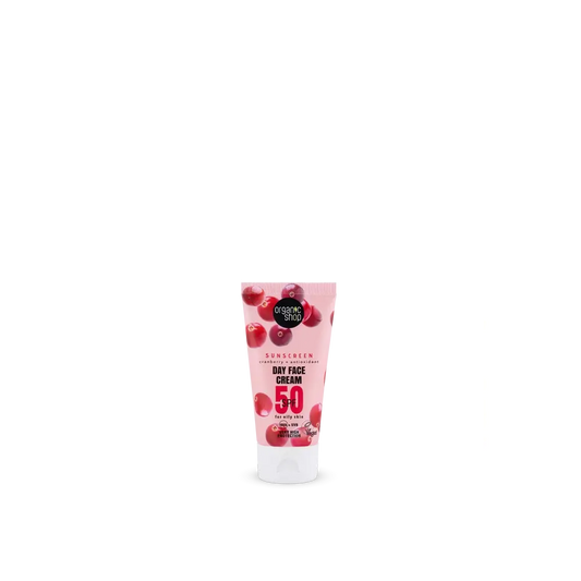Organic Shop Kasvovoide päiväksi, aurinkosuojalla, punaherukka + antioksidantit, SPF 50, 50 ml 