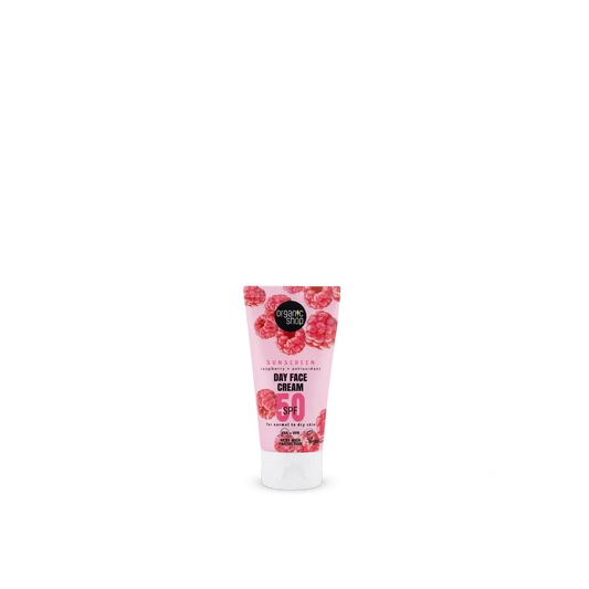 Organic Shop - kasvojen päivävoide, jossa on aurinkosuoja, vadelma + antioksidantit, SPF 50, 50 ml 