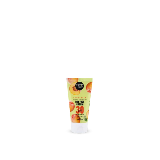 Organic Shop - kasvojen päivävoide, jossa on aurinkosuoja, persikka + antioksidantit, SPF 30, 50 ml 