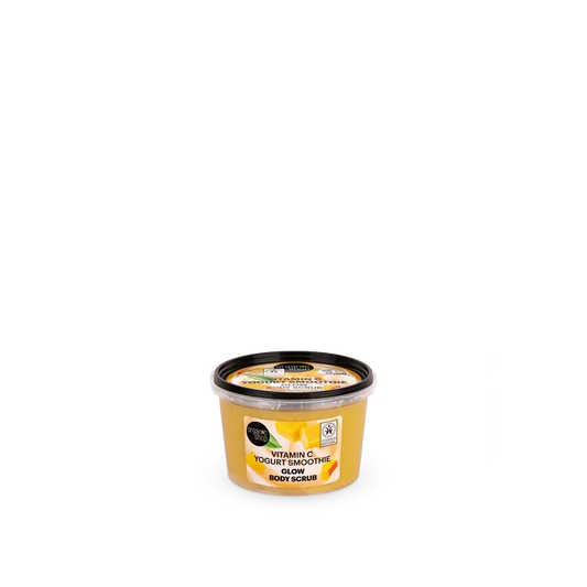Organic Shopin kehonkuorinta-aine, joka antaa hehkuvan lopputuloksen – jogurttipohjainen seos, jossa on C-vitamiinia, 250 ml 